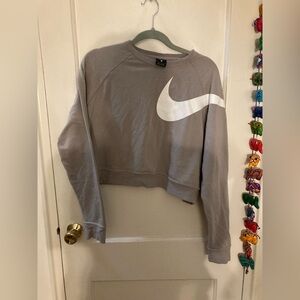 Nike Dri-Fit Cropped Pull Over Sweatshirt, Grey, Womens Large